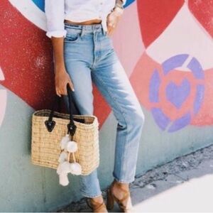 PAIGE Sarah Straight Jeans High Rise Size 26 Sachi Light Wash Classic Denim